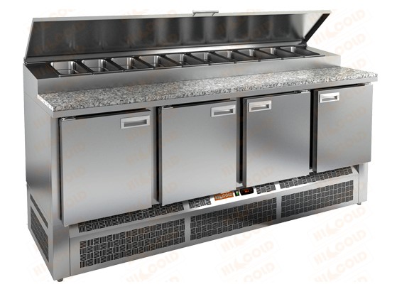 Стол холодильный для пиццы HICOLD PZE2-1111/GN, гранит, нижн, 4 двери (+2...+10°С)